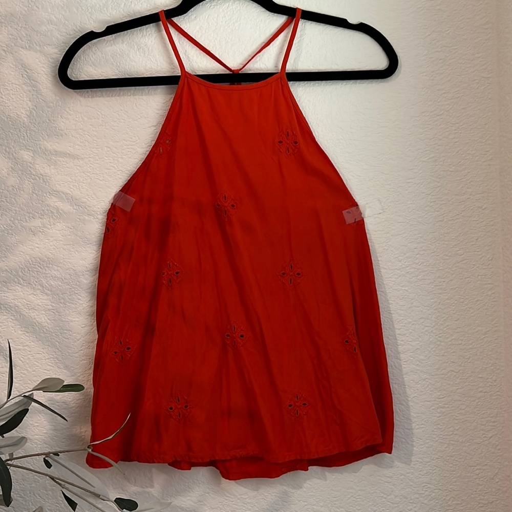 Sun & Shadow strappy tank with embroidered detail